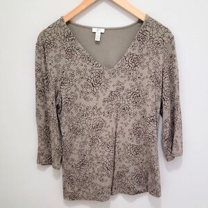 J Jill 3 3/4 Sleeve Top Sz S Stretch Pit To Pit 17" L 22"